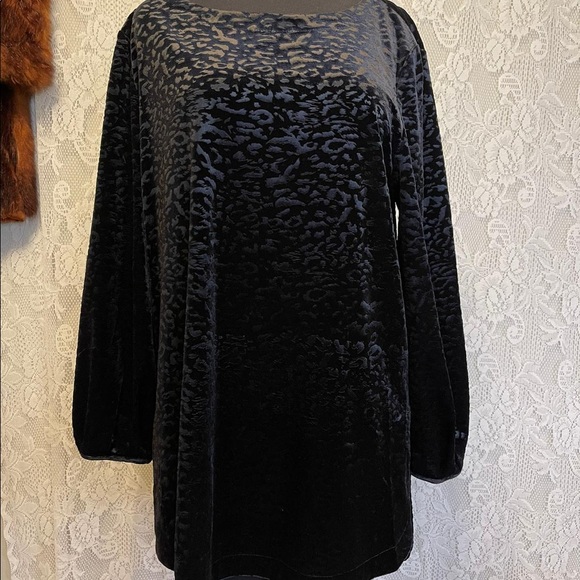 L Large Velvet Leopard Print L Sleeve Shirt Dress - Picture 1 of 3